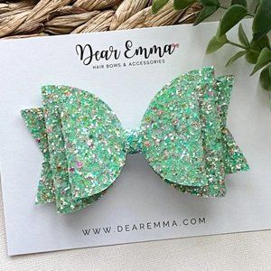 Unicorn Green Chunky Glitter Hair Bow